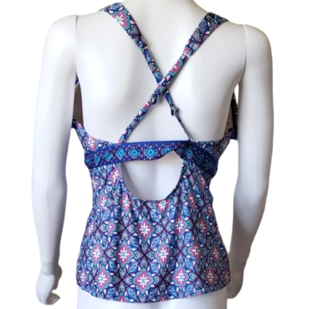 Coastal Zone By Jantzen Blue Floral Halter Swimming Top Only Women's Size L - Picture 2 of 13